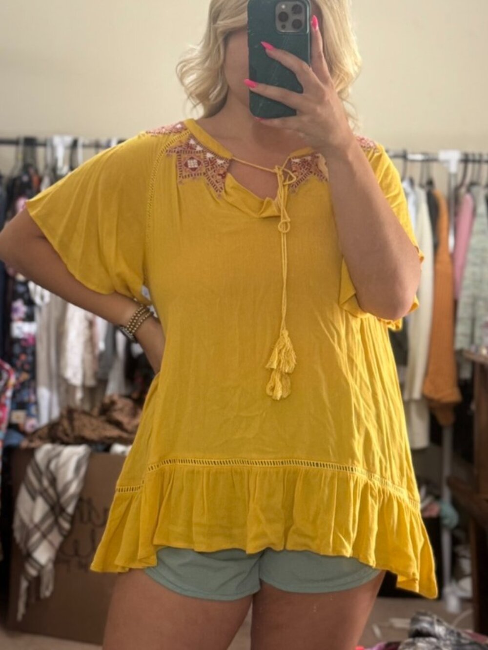 Yellow Ruffled Blouse by Easel
